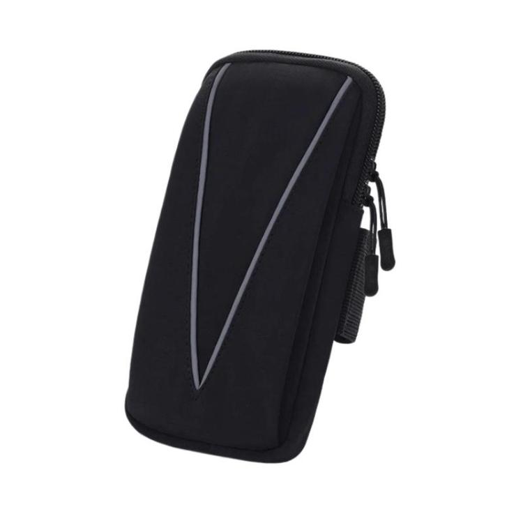 Reflective Portable Waterproof Running Armband Outdoor Sports Phone Bag(Black)