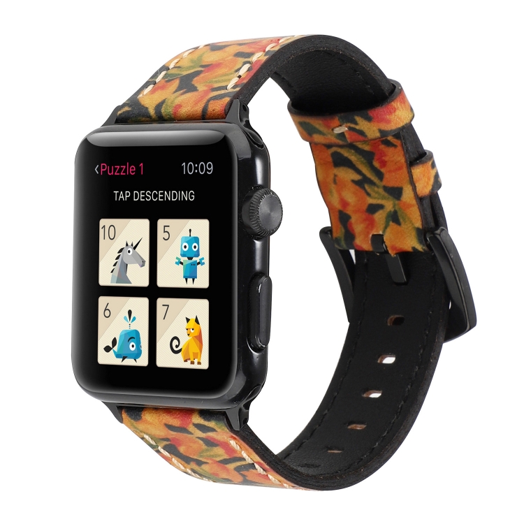 Retro Head-layer Cowhide Genuine Leather Watch Band For Apple Watch Ultra 49mm&Watch Ultra 2 49mm / Series 9&8&7 45mm / SE 3&SE 2&6&SE&5&4 44mm / 3&2&1 42mm(Orange)