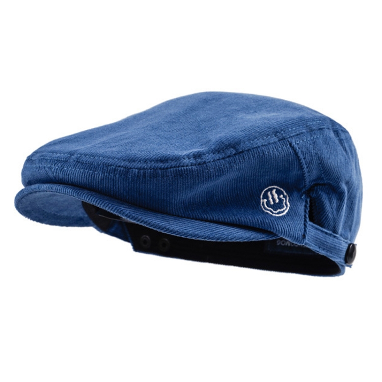 Reverse Letter Beret Corduroy Street Retro Hat(Blue)