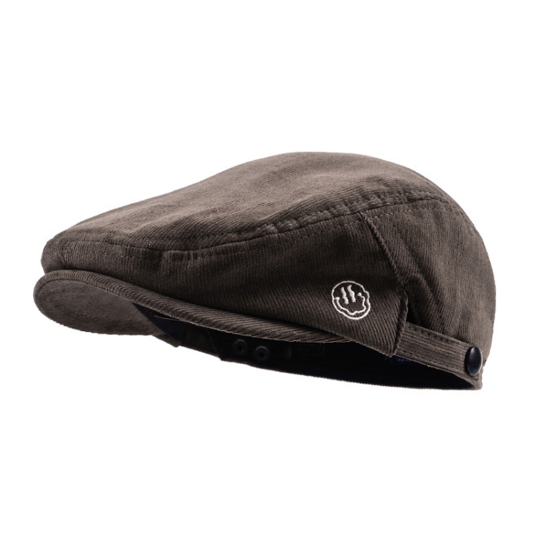 Reverse Letter Beret Corduroy Street Retro Hat(Coffee)