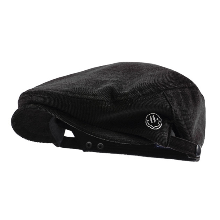 Reverse Letter Beret Corduroy Street Retro Hat(Deep Gray)