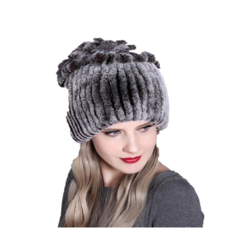 Rex Rabbit Fur Woven Female Models Leather Warm Thickening Colorful Knit Hat(color10)