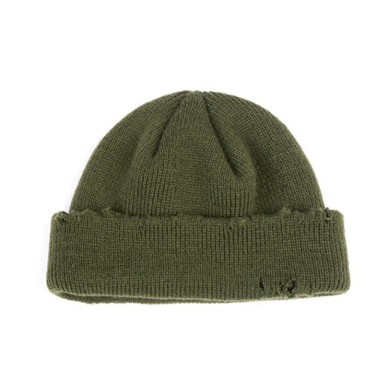 Ripped Beggar Knitted Hat Punk Autumn and Winter Woolen Cap(Green)