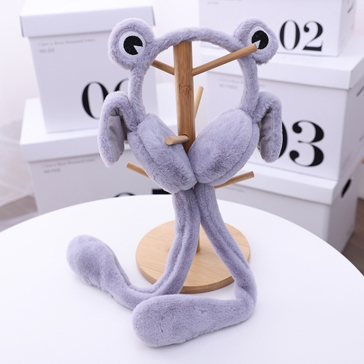 RN1081 Little Frog Ears Can Move Earmuffs Winter Children Press Airbag Earmuffs Ear Warmer, Size: Free Size(Gray)
