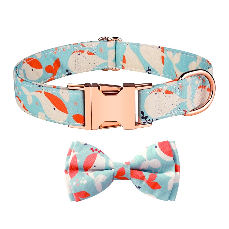 Rose Gold Buckle Pet Detachable Bow Collar, Size: L 2.5x38-60cm(Orange Whale Love)
