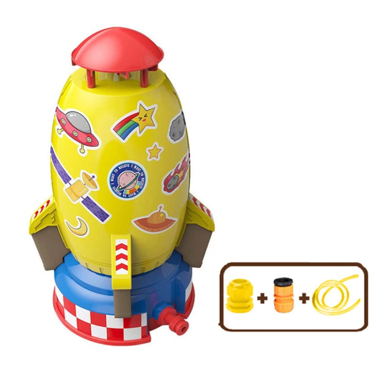 Rotating Sprinkler Flying Children Water Toys, Color: Yellow Rocket + 2 Joints + 5m Tube