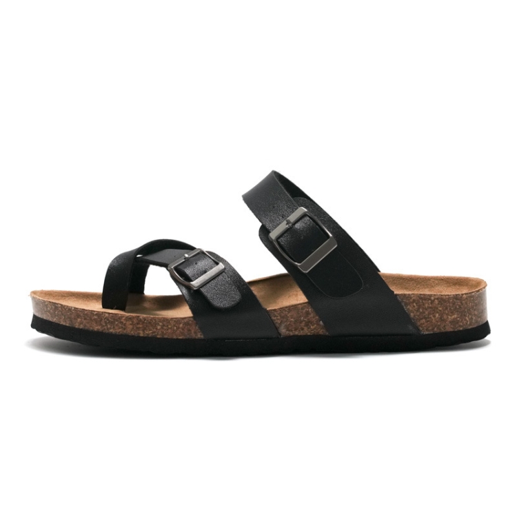 Ruizu Couple Cork Slippers Beach Shoes Flip Flops, Size: 35(Black)