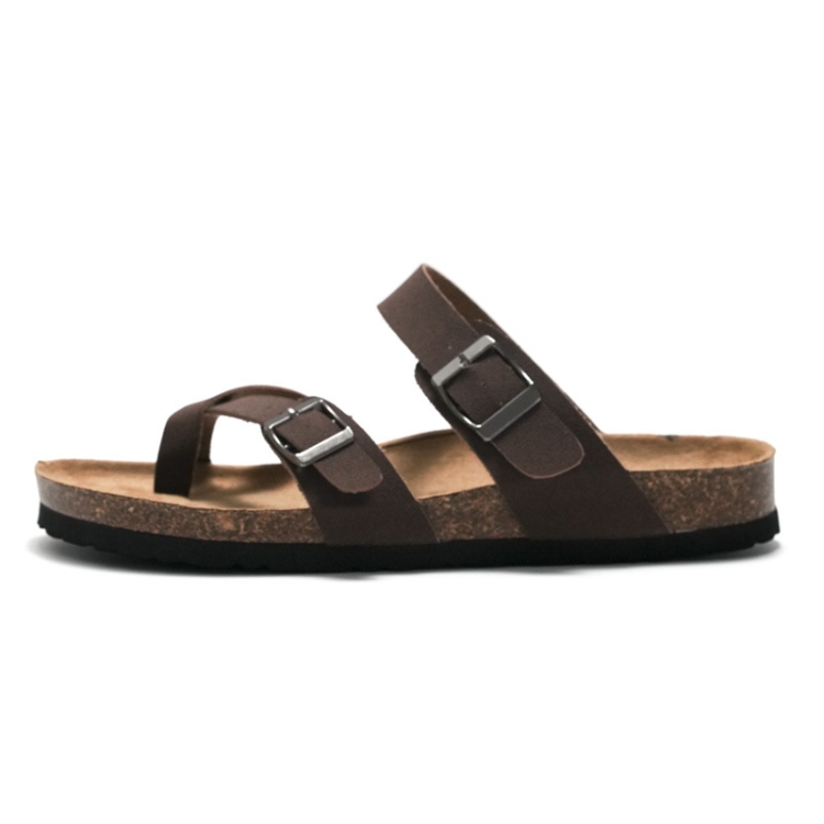 Ruizu Couple Cork Slippers Beach Shoes Flip Flops, Size: 37(Brown)