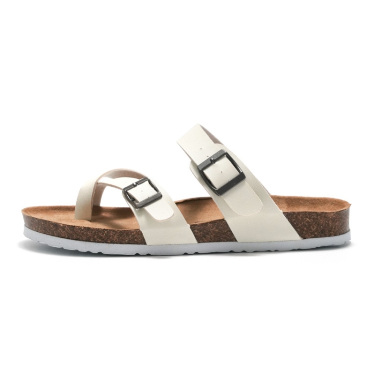 Ruizu Couple Cork Slippers Beach Shoes Flip Flops, Size: 40(White)