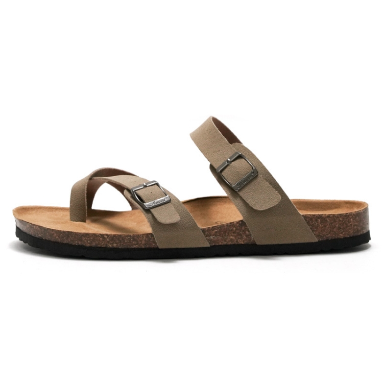 Ruizu Couple Cork Slippers Beach Shoes Flip Flops, Size: 42(Camel)