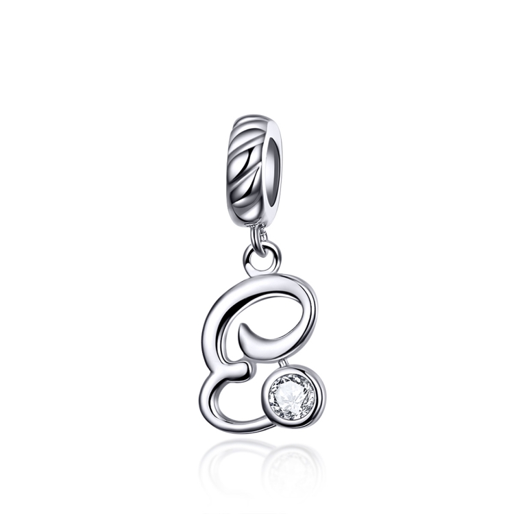 S925 Sterling Silver 26 English Letter Pendant DIY Bracelet Necklace Accessories, Style:E