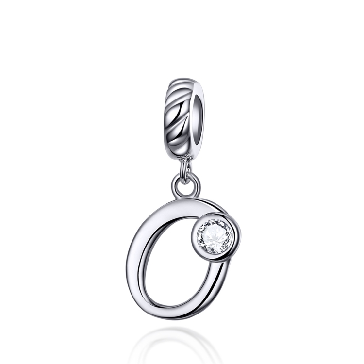 S925 Sterling Silver 26 English Letter Pendant DIY Bracelet Necklace Accessories, Style:O