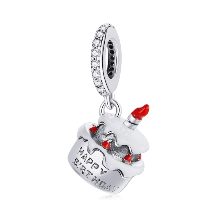 S925 Sterling Silver Birthday Cake Pendant DIY Bracelet Necklace Accessories