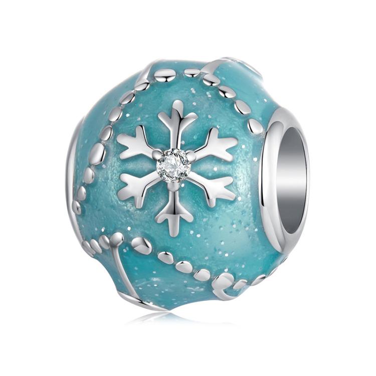 S925 Sterling Silver Christmas Snowflake DIY Beads(SCC2959)