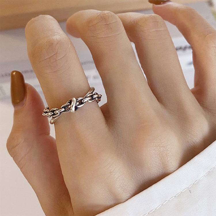 S925 Sterling Silver Cool Style Ladies Combination Ring, Specification:J1454