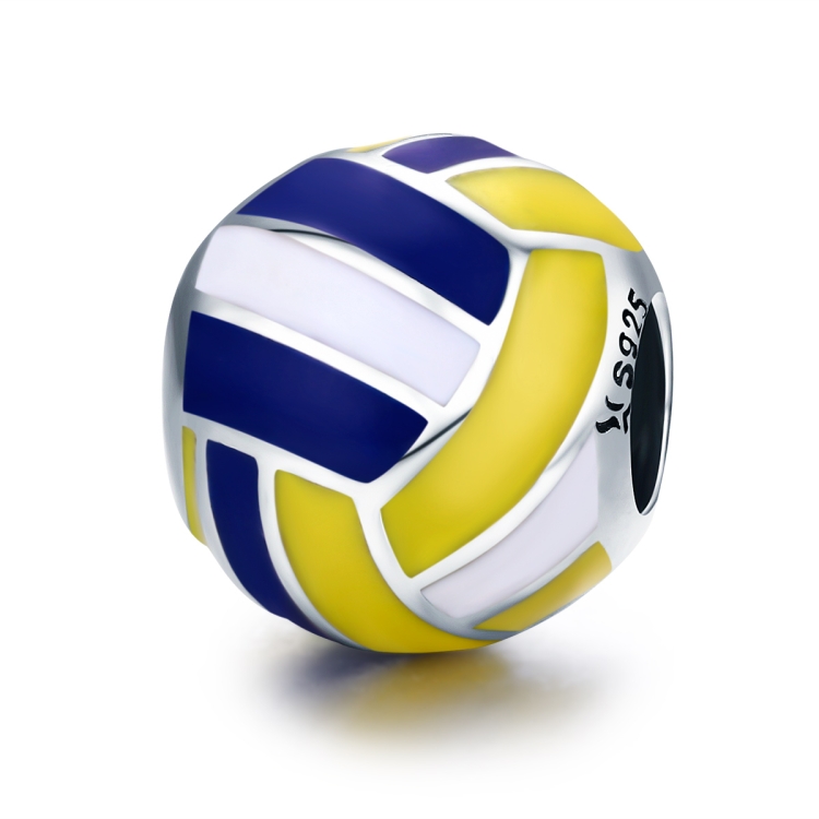 S925 Sterling Silver Drop Oil Personality Beach Volleyball Beaded DIY Bracelet Accessory