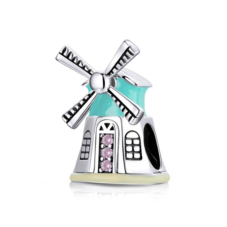 S925 Sterling Silver Dutch Windmills Beads DIY Bracelet Necklace Accessories