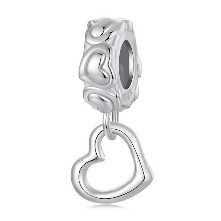 S925 Sterling Silver Dynamic Heart Silicone Spacer DIY Beads(BSC1084)