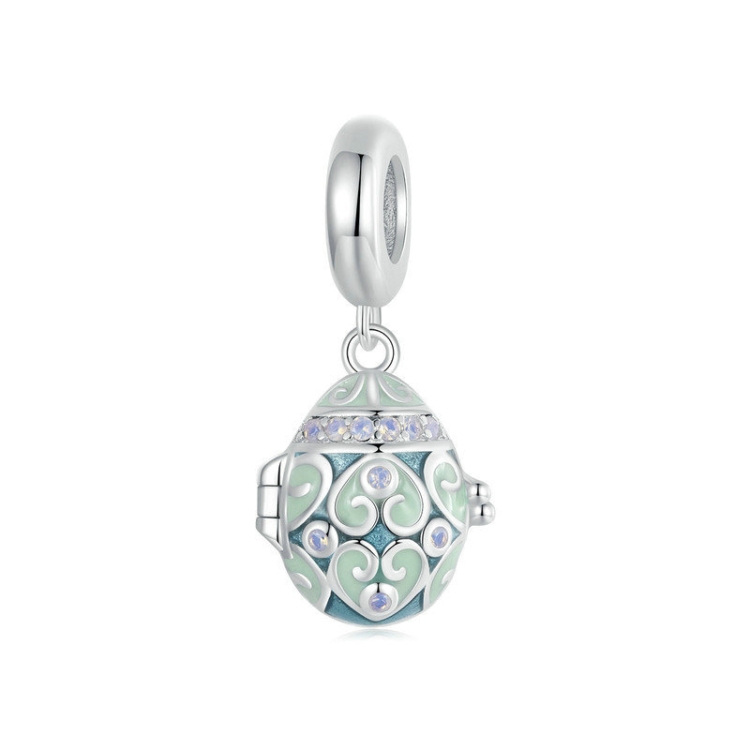 S925 Sterling Silver Easter Lucky Egg DIY Pendant(BSC996)