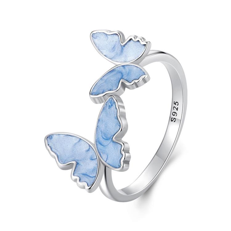 S925 Sterling Silver Elegant Butterfly Open Adjustable Ring(SCR1088-E)