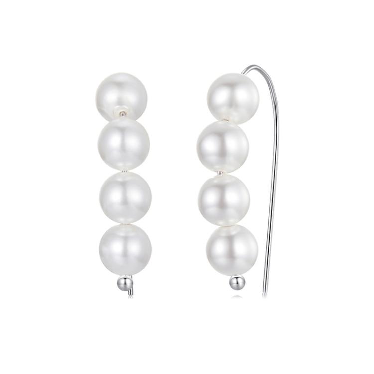 S925 Sterling Silver Elegant Shell Bead Ear Hook Earring Jewelry(BSE1174)