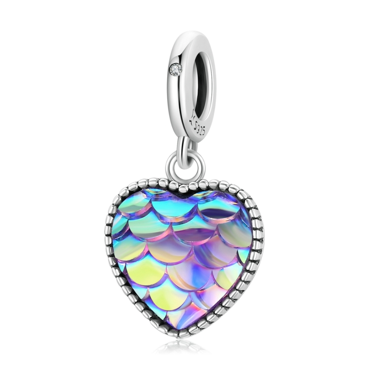 S925 Sterling Silver Fish Scale Heart Pendant DIY Bracelet Necklace Accessories