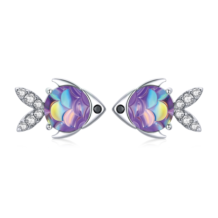 S925 Sterling Silver Happy Fish Women Earrings