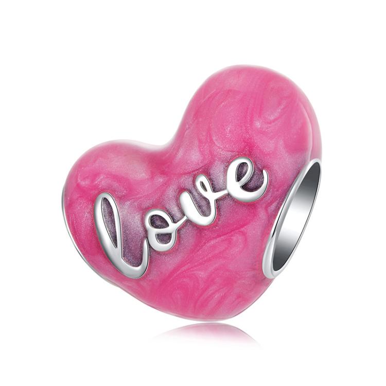 S925 Sterling Silver Heart DIY Jewelry Beads(SCC2978)