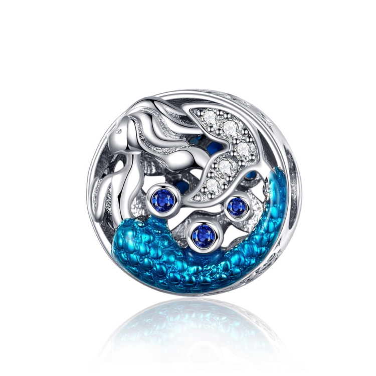 S925 Sterling Silver Mermaid Beads DIY Bracelet Necklace Accessories