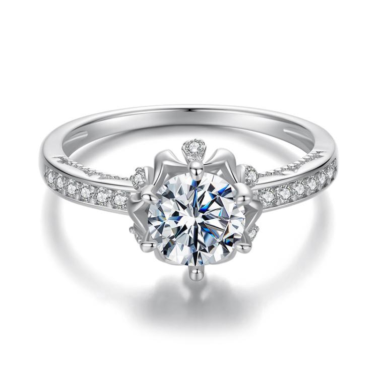 S925 Sterling Silver Moissanite Bud Inlaid Zircon Ring(8)