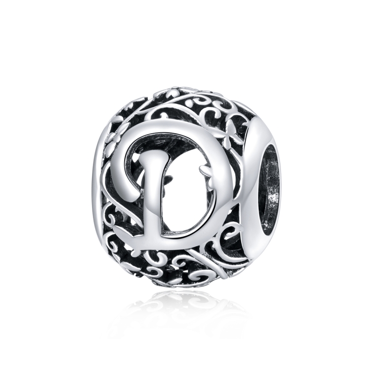S925 Sterling Silver Mori Series Hollow Letters Beads DIY Bracelet Necklace Accessories(D)