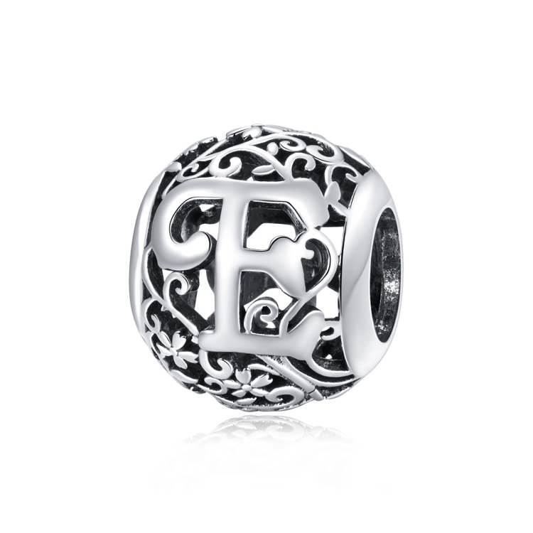 S925 Sterling Silver Mori Series Hollow Letters Beads DIY Bracelet Necklace Accessories(E)
