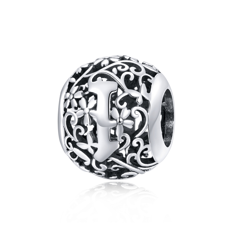 S925 Sterling Silver Mori Series Hollow Letters Beads DIY Bracelet Necklace Accessories(I)