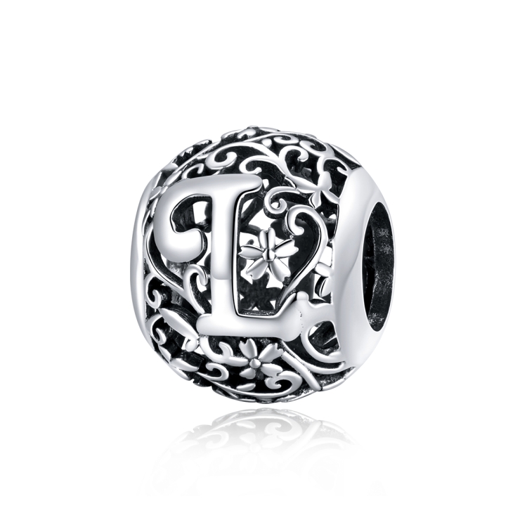 S925 Sterling Silver Mori Series Hollow Letters Beads DIY Bracelet Necklace Accessories(L)