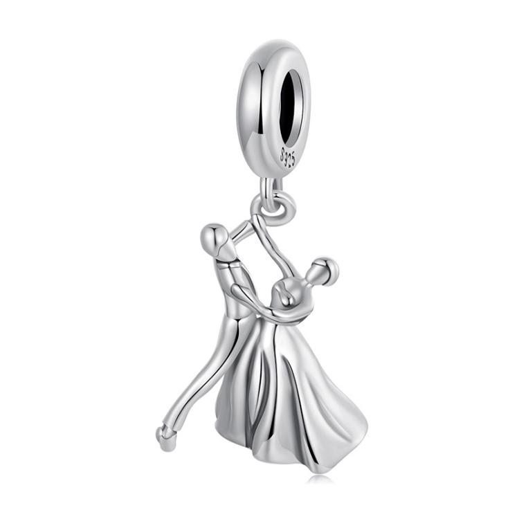 S925 Sterling Silver Oxidized Couple Dancing Pendant(SCC2987)