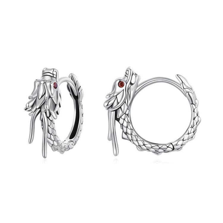 S925 Sterling Silver Oxidized Flying Dragon Earrings(SCE1839)