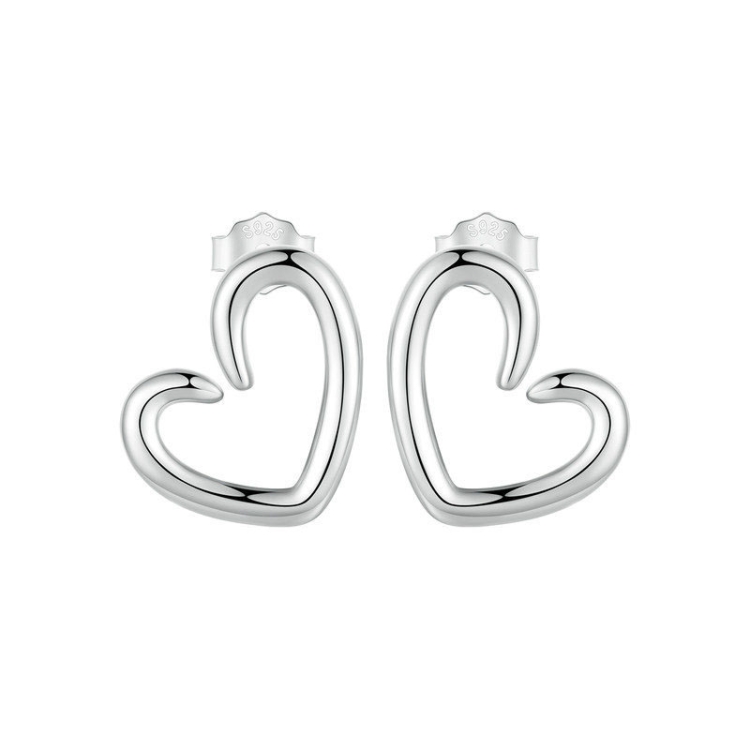 S925 Sterling Silver Oxidized Heart Earrings(SCE1769)