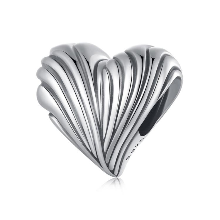 S925 Sterling Silver Oxidized Heart-shaped Bracelet Beads(SCC2966)