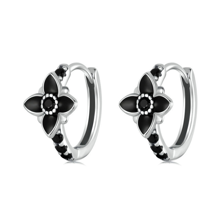S925 Sterling Silver Oxidized Retro Elegant Flower Earrings(SCE1801)