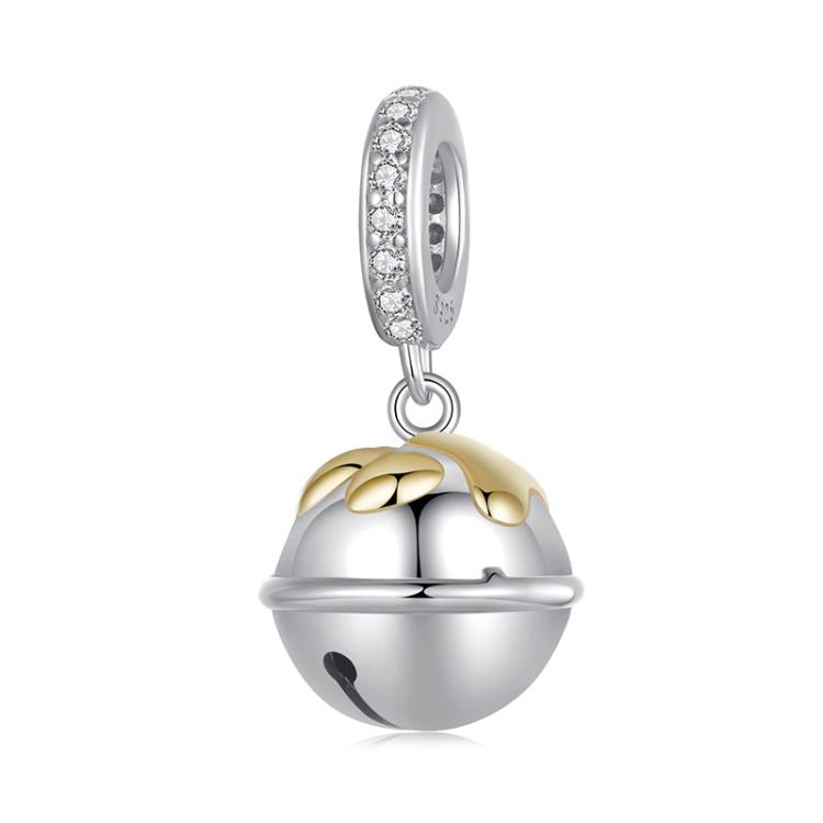 S925 Sterling Silver Paw Print Bell Pendant DIY Bracelet Beads(SCC2939)
