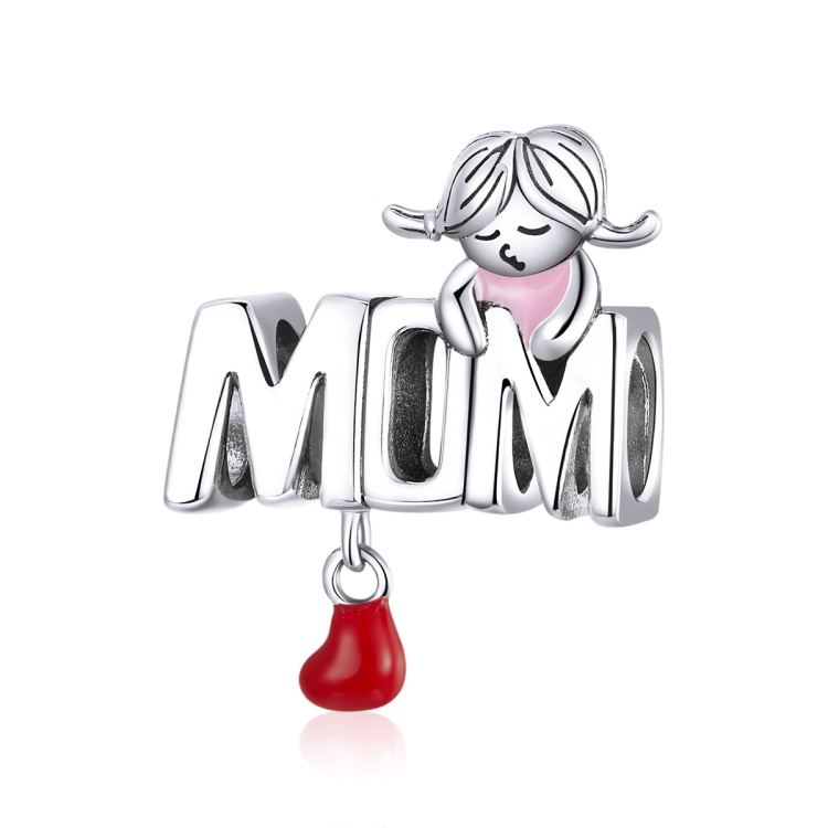 S925 Sterling Silver Pendant to Mom Beads DIY Bracelet Necklace Accessories