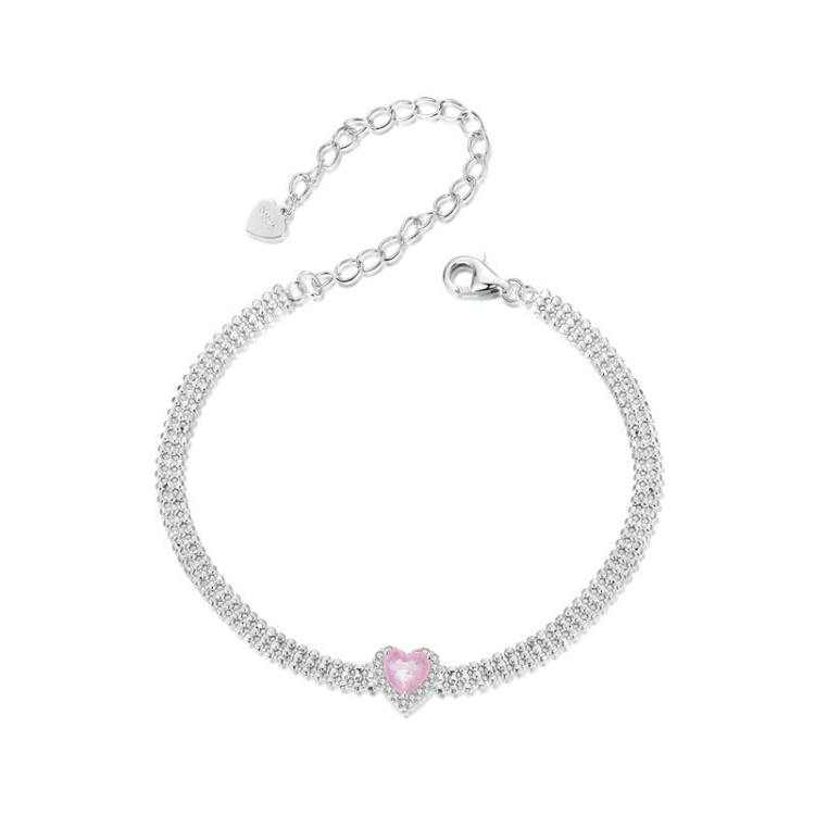 S925 Sterling Silver Plated White Gold Zirconia Ice Flower Love Bracelet(BSB167)