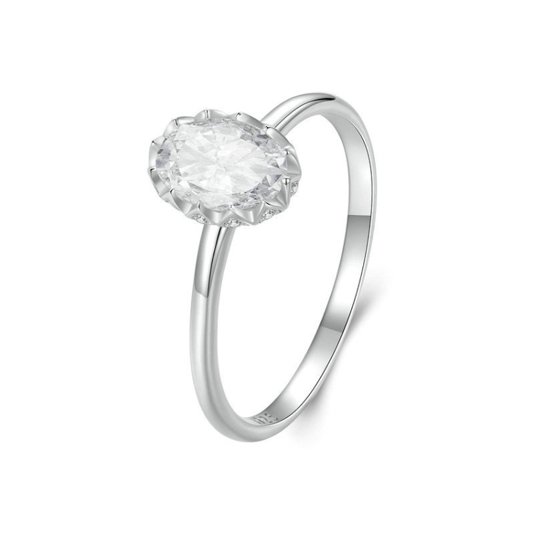 S925 Sterling Silver Plated With White Gold 1 Carat Moissanite Ring(No.8)