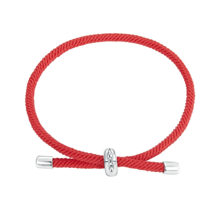S925 Sterling Silver Platinum-plated Adjustable Basic Braided Bracelet(SCB268-RD)
