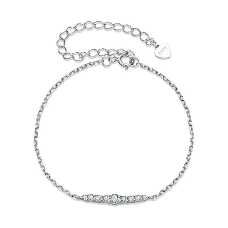 S925 Sterling Silver Platinum-Plated Fine Flash Moissanite Bracelet(MSB023)