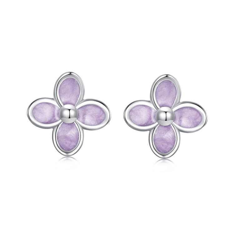 S925 Sterling Silver Platinum-Plated Lilac Earrings(SCE1816)