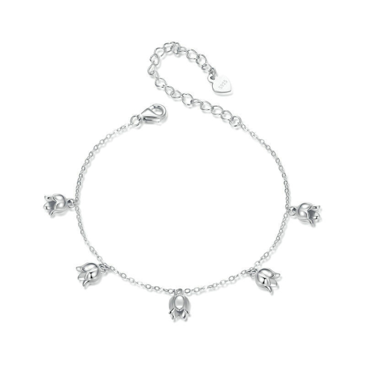 S925 Sterling Silver Platinum-plated Lily Of The Valley Bracelet(BSB183)