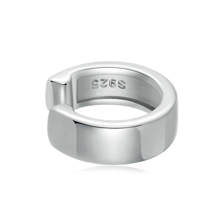 S925 Sterling Silver Platinum Plated Metallic Ring Single Ear Cuff(SCE1691)