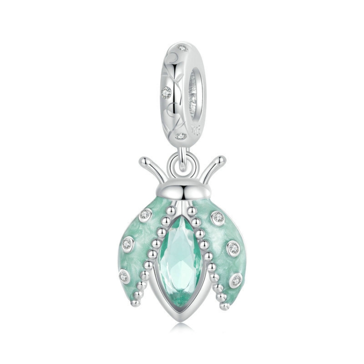 S925 Sterling Silver Platinum-plated Oasis Seven-star Ladybug DIY Beads(SCC2772)