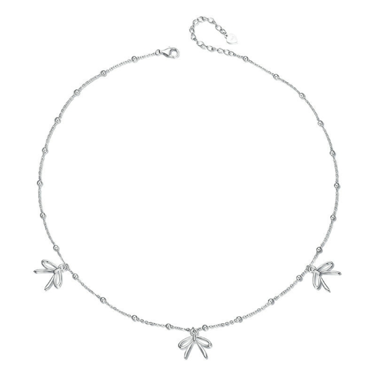 S925 Sterling Silver Platinum-plated Playful Bow Necklace(SCN529)
